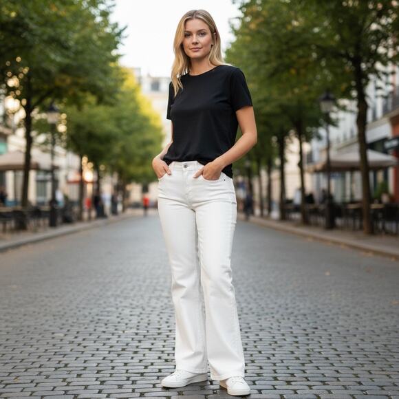 Levi's Women's White 529 Curvy Boot Cut Western Boho Style Jeans - Size 12 - Picture 1 of 8